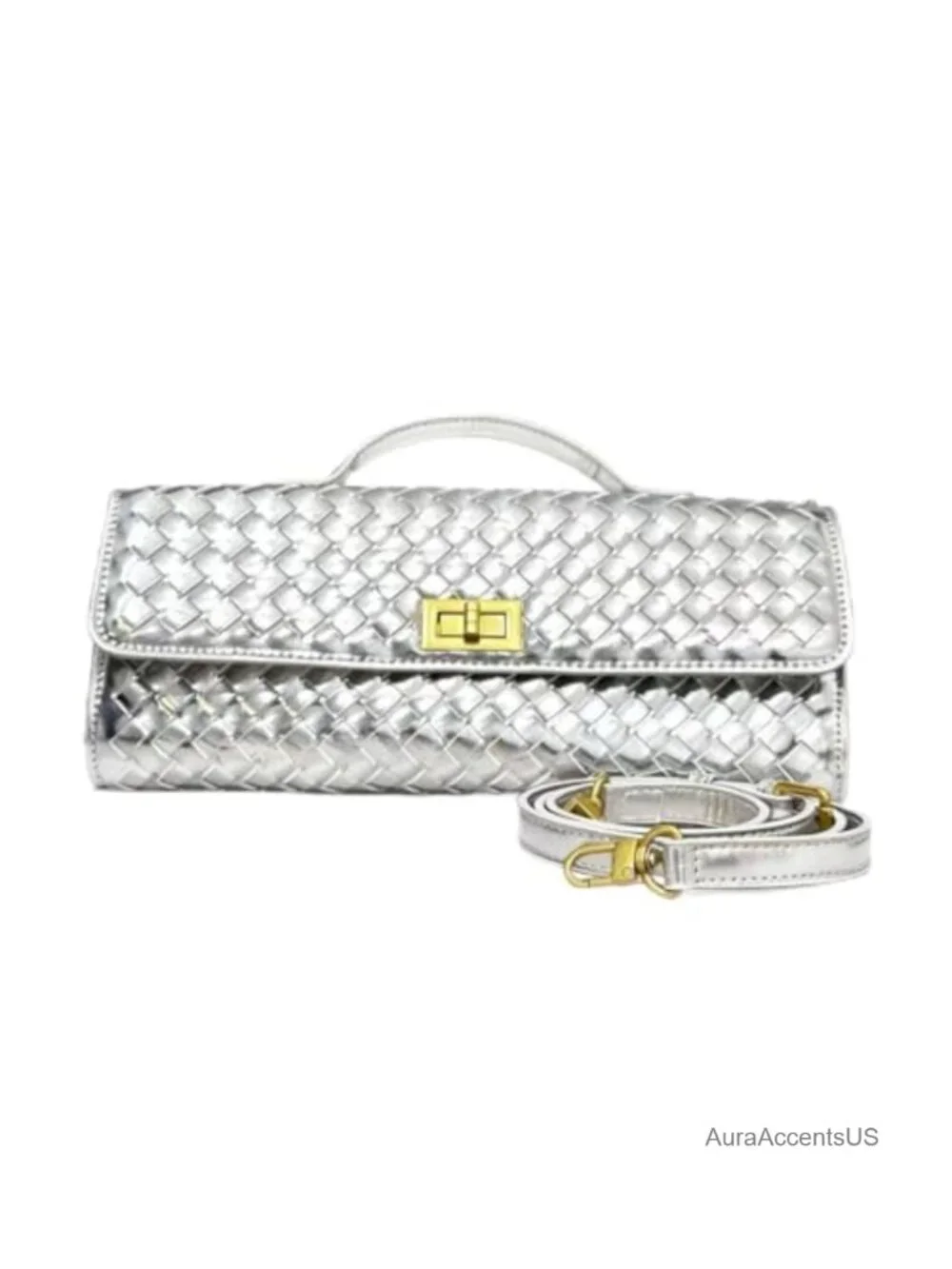 Woven Suede Handbag Evening Shoulder Bag Clutch Purse